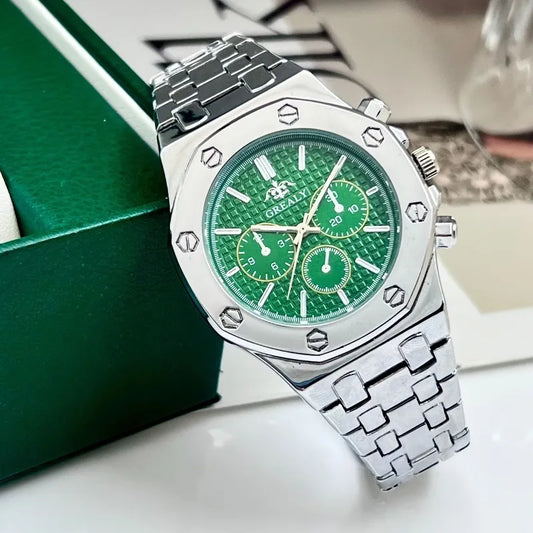 Trendy Fashion Steel Belt Three-Eye Quartz Watch