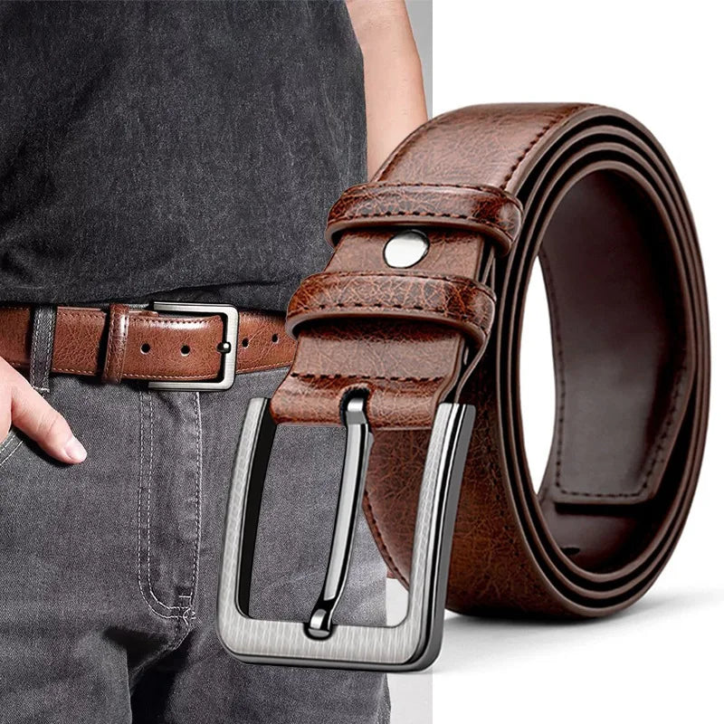 2pcs High Quality Leather Men's Belt for Casual and Business