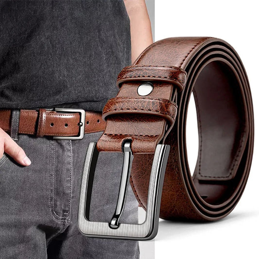 2pcs High Quality Leather Men's Belt for Casual and Business