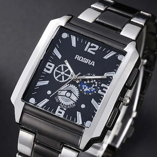 Men Watches Steel Fashion Elegant Rectangle Dial