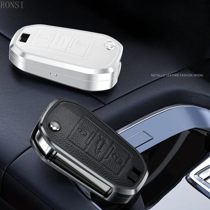 Alloy Leather Car Folding Key Case Full Cover
