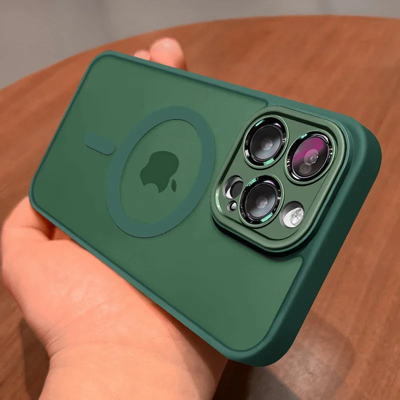 Magnetic Luxury Lens Protector Matte Translucent Case For iPhone 17 18 16 15 14 13 12 Pro Max