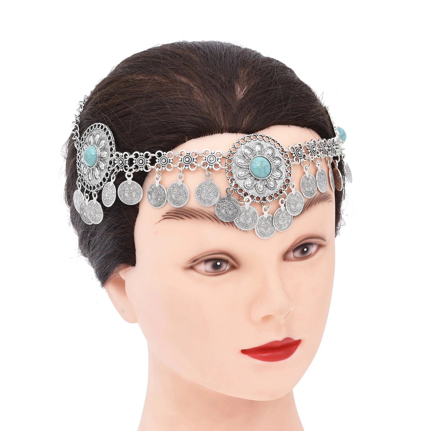 Vintage Coins Headband Head Chains Headpiece Afghan Turkish Charms Female Hair Jewelry