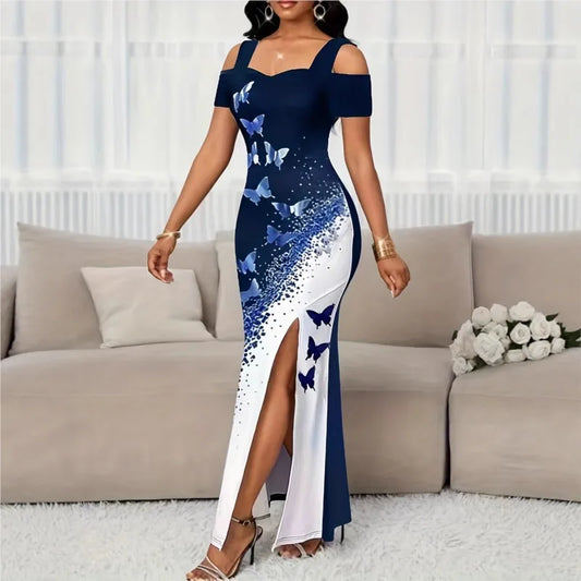 Slit Dress Vestidos Dresses 2026 Woman Women's Clothing Butterfly Printed