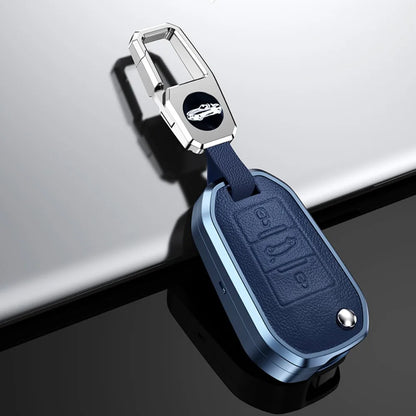 Alloy Leather Car Folding Key Case Full Cover