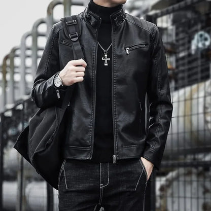 Men Leather Suit Jacket Men Slim Fit Short Coat Men Fashion Leather jacket