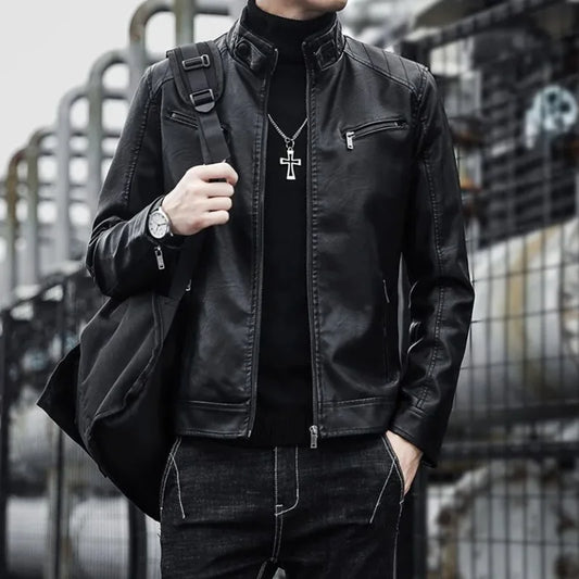 Men Leather Suit Jacket Men Slim Fit Short Coat Men Fashion Leather jacket