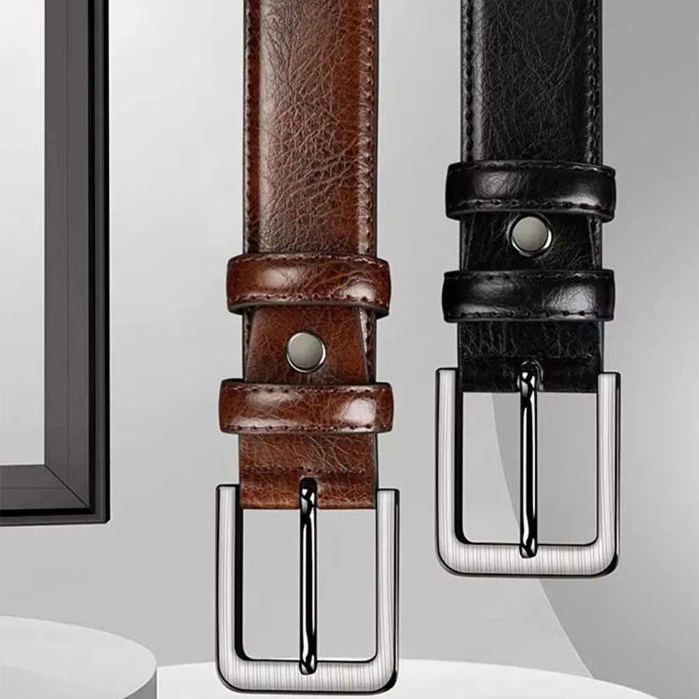 2pcs High Quality Leather Men's Belt for Casual and Business