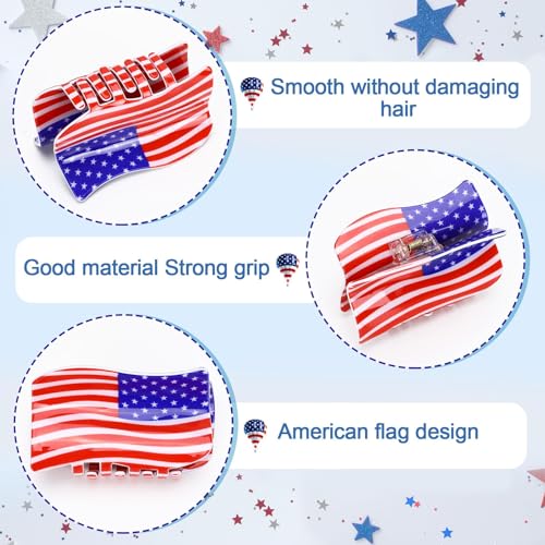 American Flag Shaped Claw Clips USA